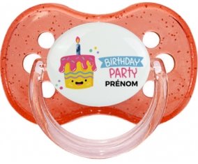 Birthday party style 2 + prénom : Rouge à paillette embout cerise