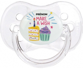 Make a wish + prénom : Transparent classique embout cerise