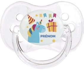 Licorne anniversaire + prénom : Transparent classique embout cerise