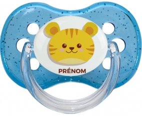 Tetine Tigre style 3 + prénom embout Cerise personnalisée