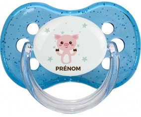 Tetine Cochon + prénom embout Cerise personnalisée
