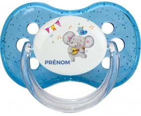 Éléphant party + prénom : Sucette Cerise personnalisée