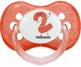 Deux ans anniversaire style 2 + prénom : Rouge à paillette embout cerise