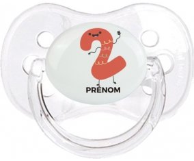 Deux ans anniversaire style 2 + prénom : Transparent classique embout cerise