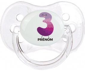 Trois ans anniversaire style 2 + prénom : Transparent classique embout cerise