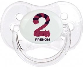 Deux ans anniversaire style 4 + prénom : Transparent classique embout cerise