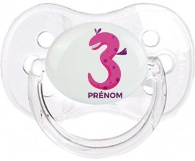 Trois ans anniversaire style 5 + prénom : Transparent classique embout cerise