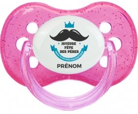 Joyeuse Fêtes des pères style 1 garçon + prénom : Rose à paillette embout cerise