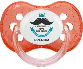 Joyeuse Fêtes des pères style 1 garçon + prénom : Rouge à paillette embout cerise