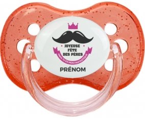 Joyeuse Fêtes des pères style 1 fille + prénom : Rouge à paillette embout cerise
