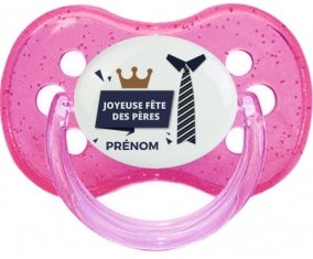 Joyeuse Fêtes des pères style 2 garçon + prénom : Rose à paillette embout cerise