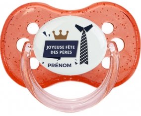 Joyeuse Fêtes des pères style 2 garçon + prénom : Rouge à paillette embout cerise