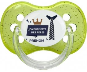 Joyeuse Fêtes des pères style 2 garçon + prénom : Vert à paillette embout cerise