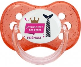 Joyeuse Fêtes des pères style 2 fille + prénom : Rouge à paillette embout cerise