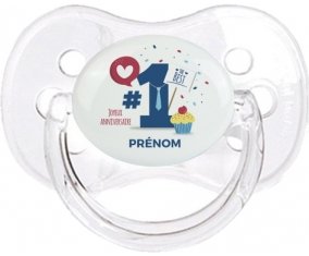 un an anniversaire style 7 + prénom : Transparent classique embout cerise