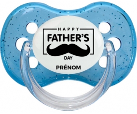 Happy father's day style 2 + prénom : Bleu à paillette embout cerise