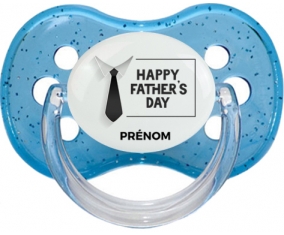 Happy father's day style 3 + prénom : Bleu à paillette embout cerise
