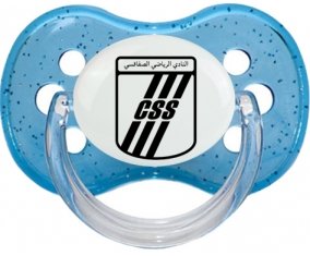 Club sportif sfaxien + prénom : Bleu à paillette embout cerise