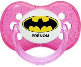 Batman + prénom : Rose à paillette embout cerise