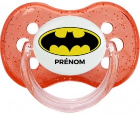 Batman + prénom : Rouge à paillette embout cerise