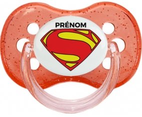 Superman + prénom : Rouge à paillette embout cerise