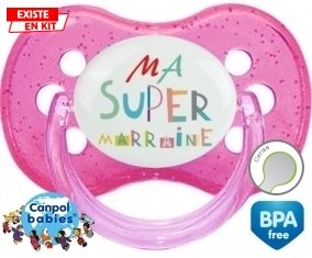 Ma super marraine + prénom : Rose à paillette embout cerise