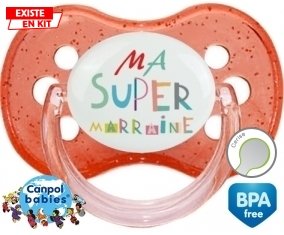 Ma super marraine + prénom : Rouge à paillette embout cerise