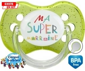 Ma super marraine + prénom : Vert à paillette embout cerise