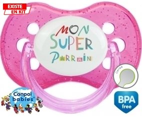 Mon super parrain + prénom : Rose à paillette embout cerise