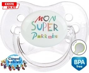 Mon super parrain + prénom : Transparent classique embout cerise