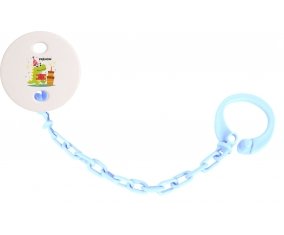 Attache-tétine Joyeux anniversaire style 3 + prénom couleur Bleu ciel