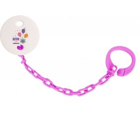 Attache-tototte Party time anniversaire + prénom couleur Rose fuschia