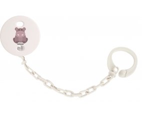 Attache tototte Hippopotame + prénom couleur Blanc