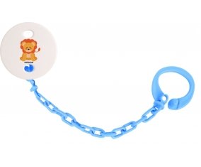 Attache-tétine Lion style 3 + prénom couleur Bleu turquoise