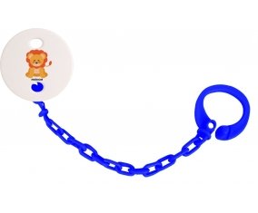 Attache-sucette Lion style 3 + prénom couleur Marine