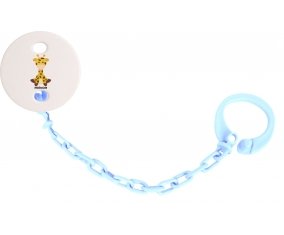 Attache tétine Girafe style 4 + prénom couleur Bleu ciel