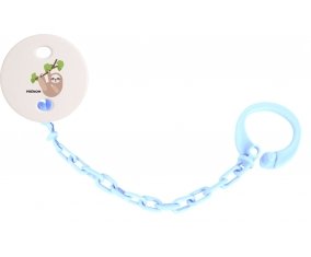 Attache tototte Paresseux arbre style 1 + prénom couleur Bleu ciel