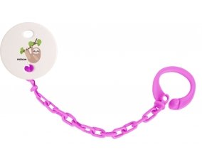 Attache tototte Paresseux arbre style 1 + prénom couleur Rose fuschia