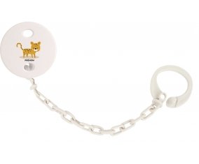 Attache tétine Tigre style 2 + prénom couleur Blanc