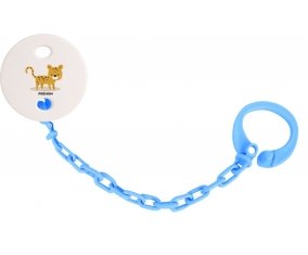 Attache tototte Tigre style 2 + prénom couleur Bleu turquoise