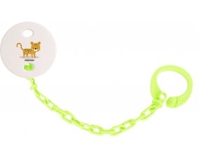 Attache-tétine Tigre style 2 + prénom couleur Verte