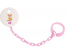 Attache-tétine Renard style 1 + prénom couleur Rose clair