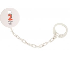 Attache tétine Deux ans anniversaire style 1 + prénom couleur Blanc