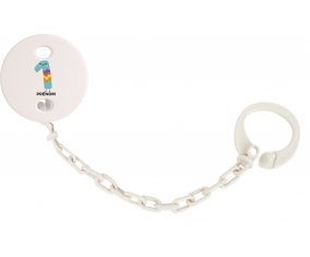 Attache-sucette un an anniversaire style 2 + prénom couleur Blanc