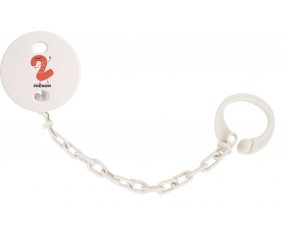 Attache-tétine Deux ans anniversaire style 2 + prénom couleur Blanc