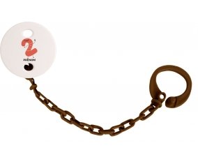 Attache tototte Deux ans anniversaire style 2 + prénom couleur Marron