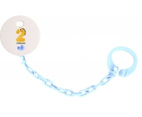Attache tototte Deux ans anniversaire style 3 + prénom couleur Bleu ciel