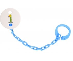 Attache sucette un an anniversaire style 4 + prénom couleur Bleu turquoise