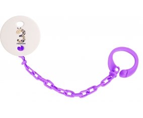 Attache sucette Trois ans anniversaire style 4 + prénom couleur Violet