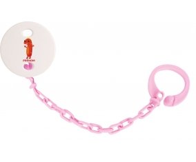 Attache-tétine un an anniversaire style 5 + prénom couleur Rose clair